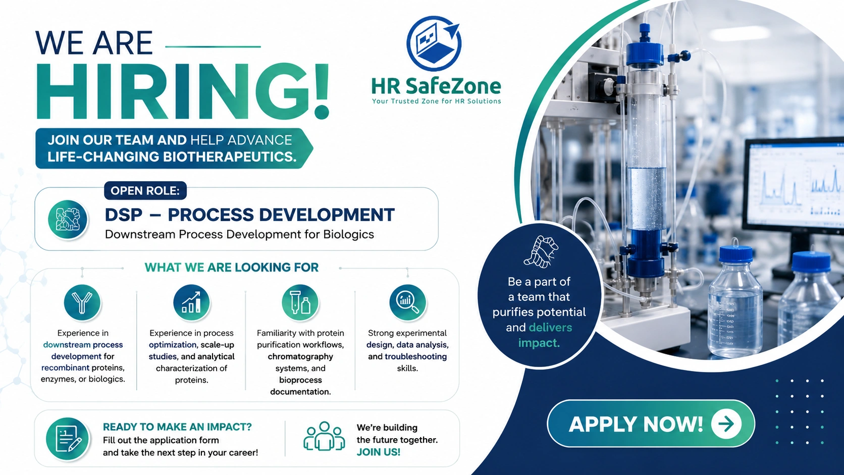 Relevant qualifications in Biotechnology, Biochemistry, or related fields