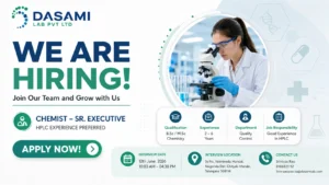 Dasami Lab Pvt Ltd Hiring Quality Control Chemists | Walk-in Interview on 12 June 2026