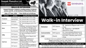 Deepak Phenolics Ltd Walk-in Interview on 12th June 2026