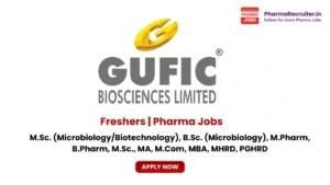 M.Sc. (Microbiology/Biotechnology), B.Sc. (Microbiology), M.Pharm, B.Pharm, M.Sc., MA, M.Com, MBA, MHRD, PGHRD