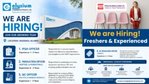 Elysium Pharmaceuticals Jobs in Vadodara – IPQA, Production, QC Officer Openings 2026