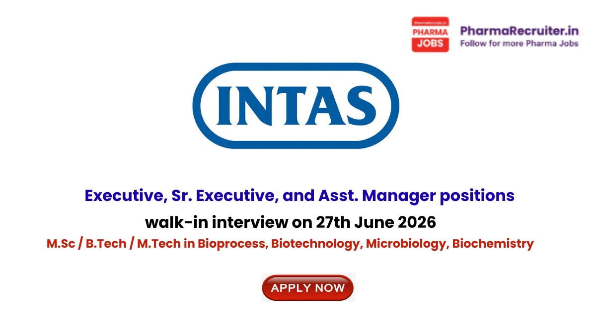 M.Sc / B.Tech / M.Tech in Bioprocess, Biotechnology, Microbiology, Biochemistry