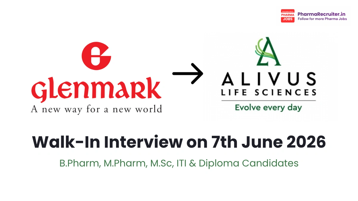Glenmark Pharmaceuticals Walk-In Interview 07 June 2026
