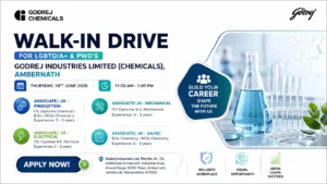 Godrej Chemicals Walk-In Drive for LGBTQIA+ & PWD Candidates | Production, QA/QC, Electrical & Mechanical Jobs in Ambernath on 18 June 2026 (Thursday)