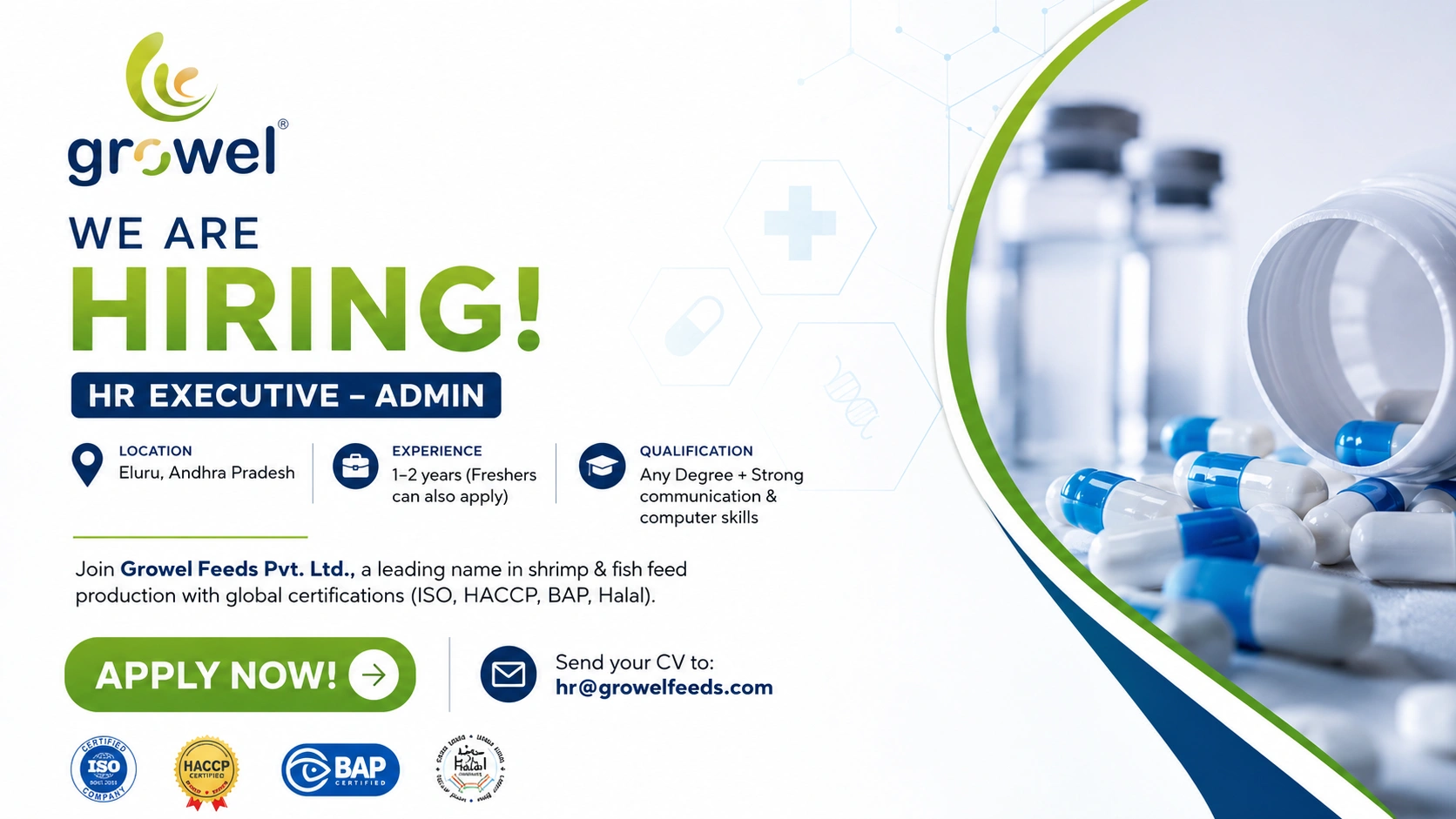 Growel Feeds Recruitment: Apply for HR Executive – Admin Position in Andhra Pradesh