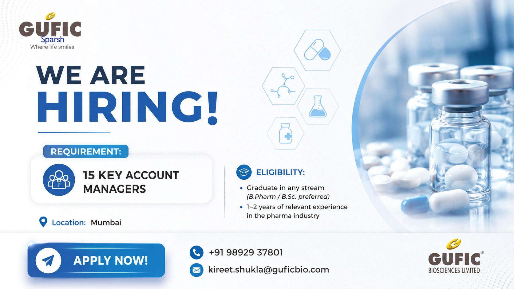 Gufic Biosciences Hiring Key Account Managers in Mumbai | Pharma Jobs 2026