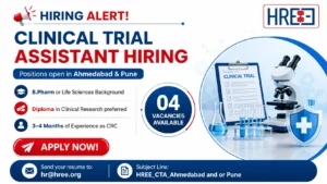 B.Pharm or Life Sciences Background (Diploma in Clinical Research preferred)
