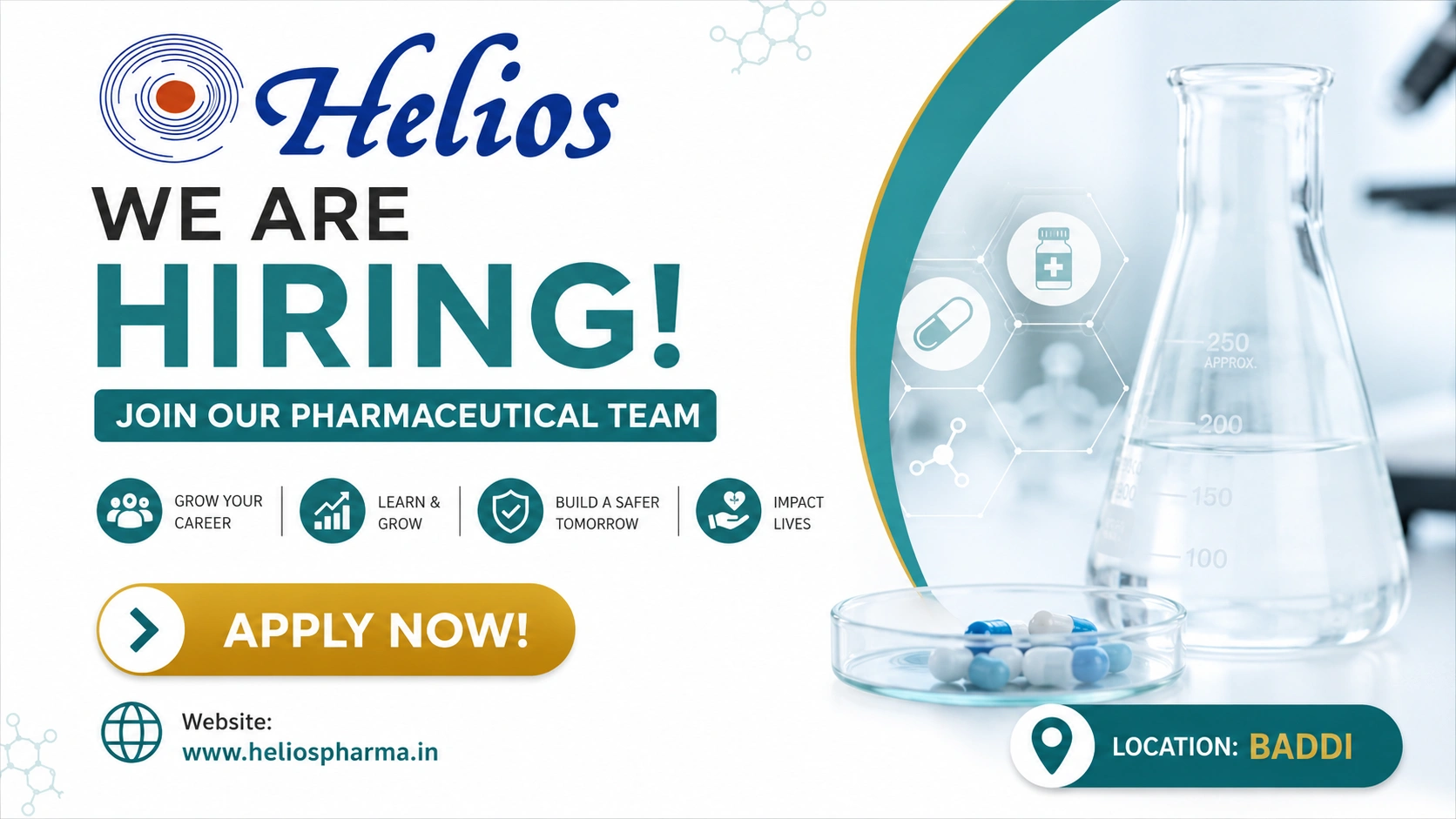Helios Pharma Jobs in Baddi | QA Jobs, QC Jobs, Production Jobs & Pharmaceutical Careers in India