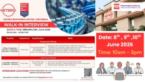 Hetero Biopharma Limited Walk-in Interview 2026 – Production