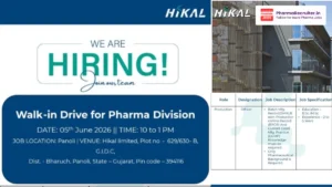 Hikal Limited Walk-in Drive on 5th June 2026