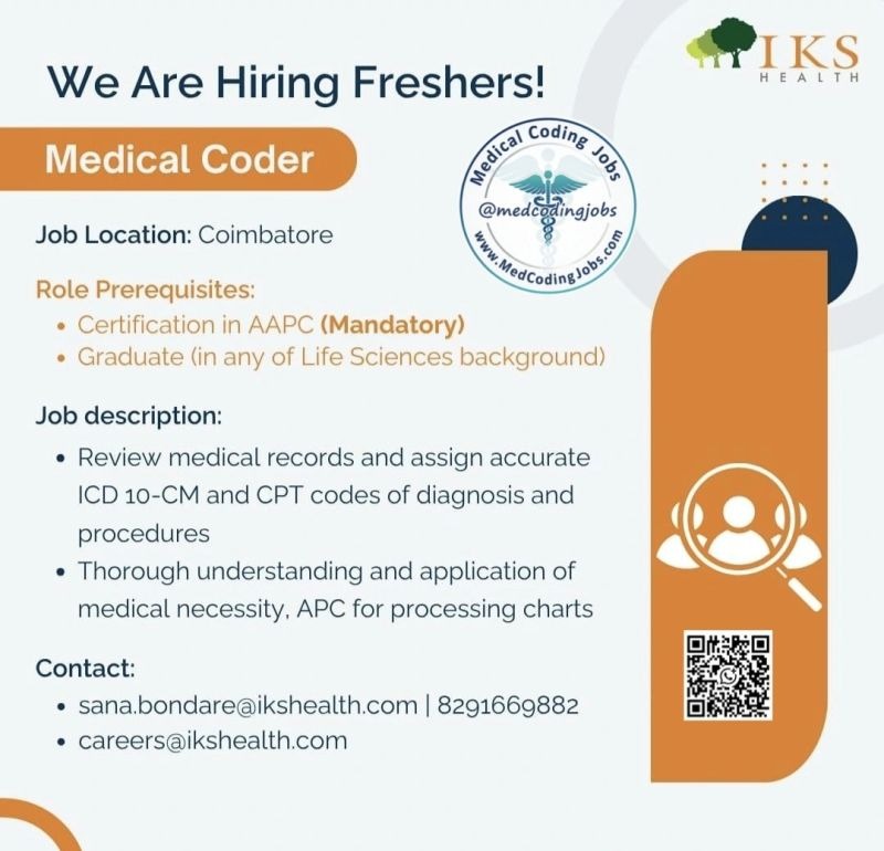 IKS Health Hiring Freshers for Medical Coder Jobs in Coimbatore | Apply Now