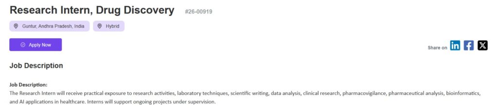 Research Intern, Drug Discovery Jobs at Katalyst CRO | Pharma Careers in India