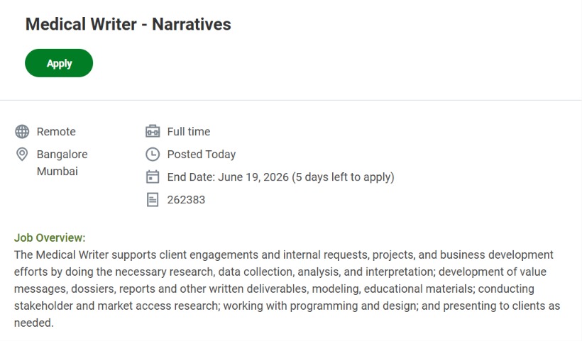 Https://fortrea.wd1.myworkdayjobs.com/Fortrea/job/Bangalore/Medical-Writer---Narratives_262383