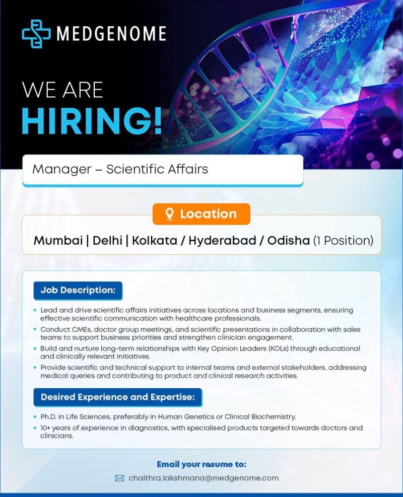 MedGenome Hiring Manager – Scientific Affairs | Pharma Careers in India