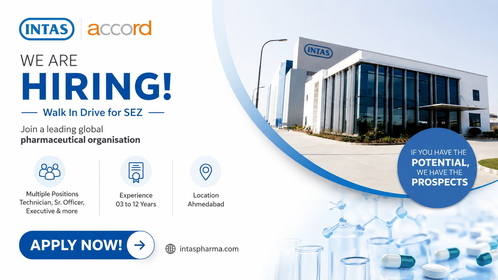 Intas Pharmaceuticals Walk-In Interview for QA, QC, Engineering & Technician Roles | Apply Now on 25th to 27th June 2026