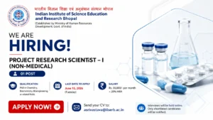 IISER Bhopal Recruitment 2026 for Project Research Scientist-I (Non-Medical) | Apply Online