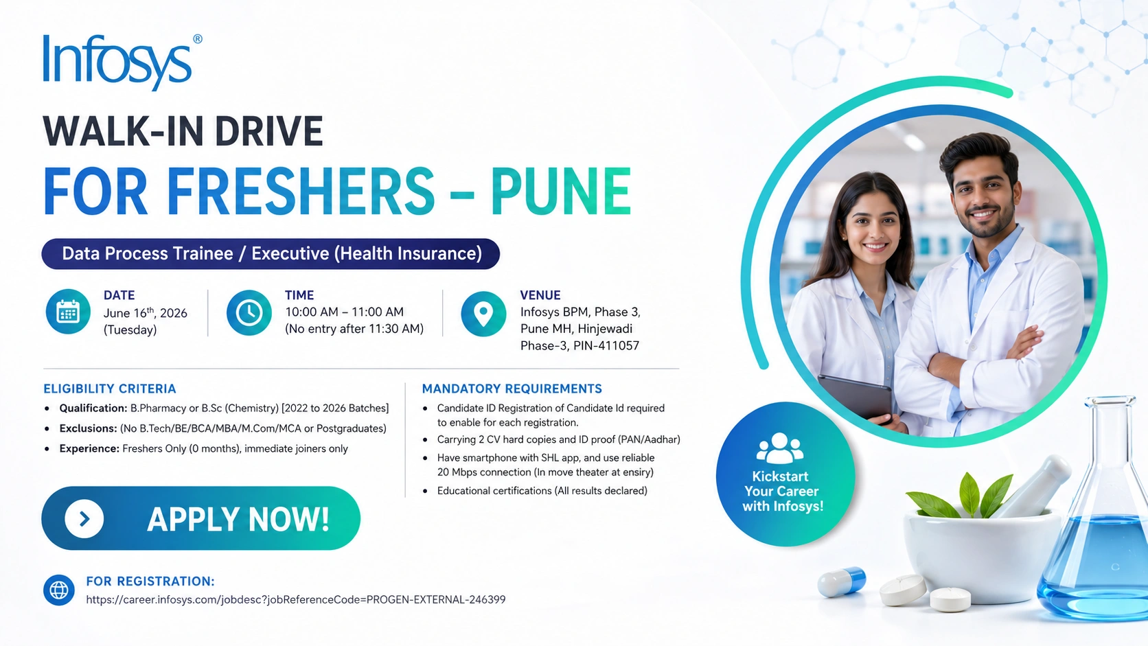 Infosys BPM Walk-In Drive for Freshers | Data Process Trainee & Executive Jobs in Pune on 16 June 2026 (Tuesday)