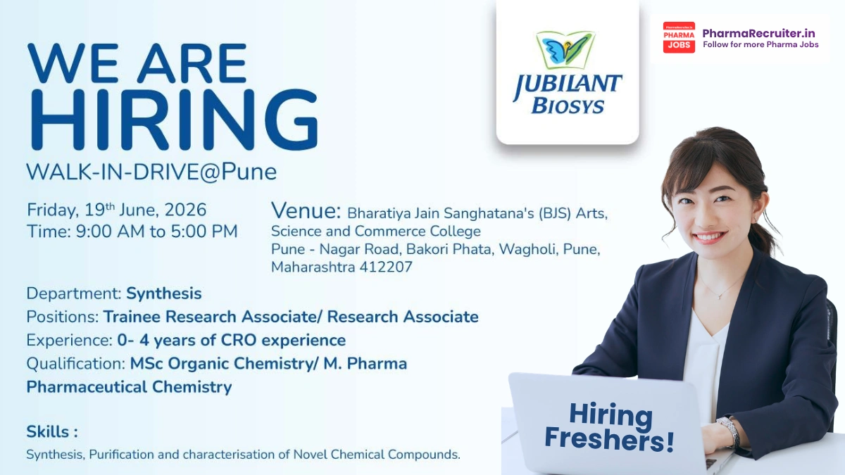 Jubilant Biosys Hiring Freshers