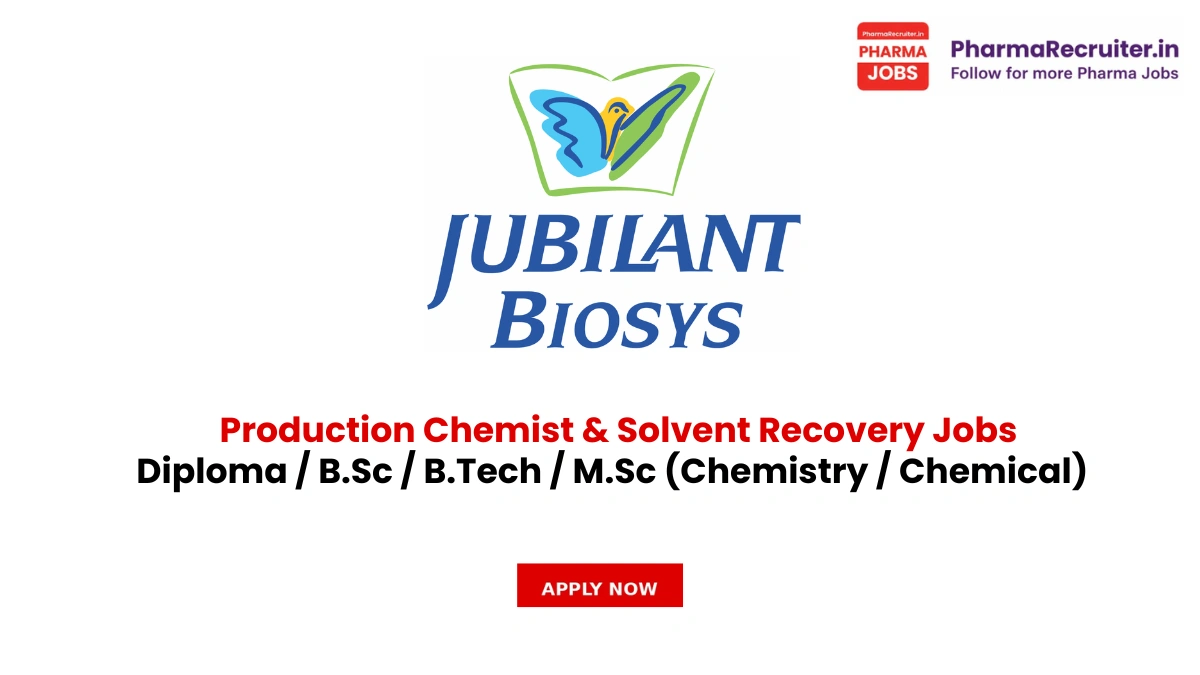 Diploma / B.Sc / B.Tech / M.Sc (Chemistry / Chemical)