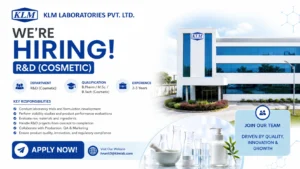 Cosmetic R&D Executive Job Opening at KLM Laboratories Pvt. Ltd. | Pharma Jobs in Gujarat