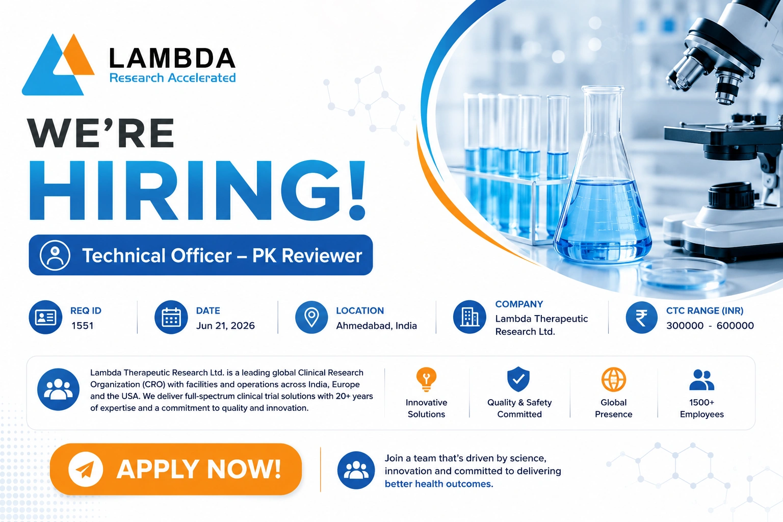 Relevant qualifications in Pharmacy, Life Sciences or related fields