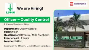 Lupin Hiring for Officer – Quality Control