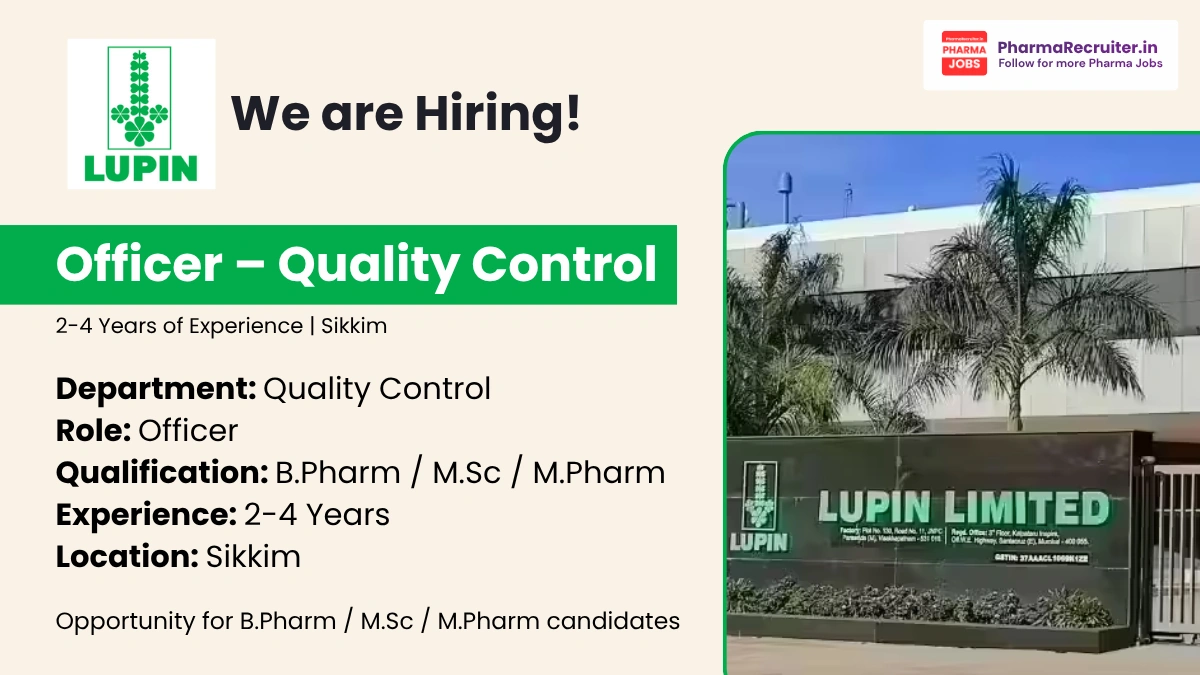 Lupin Hiring for Officer – Quality Control