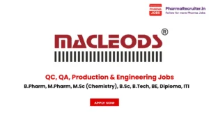 B.Pharm, M.Pharm, M.Sc (Chemistry), B.Sc, B.Tech, BE, Diploma, ITI