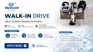 Mankind Pharma Walk-In Drive for Production and Quality Control Professionals | API Jobs in Rajasthan on 21 June 2026