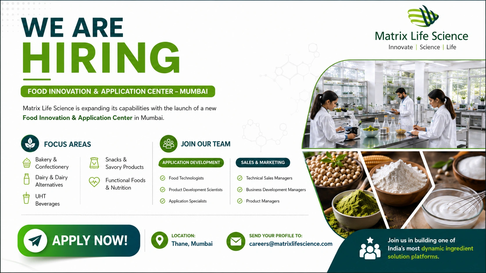 Food Technology / Food Science / Dairy Technology / Relevant Science or Engineering degrees (B.Tech, M.Tech, M.Sc preferred)