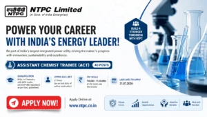 NTPC Recruitment 2026 for Assistant Chemist Trainee (ACT) – 40 Vacancies | Apply Online