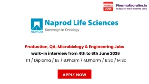 ITI / Diploma / BE / B.Pharm / M.Pharm / B.Sc / M.Sc