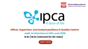 Officer, Supervisor, and Analyst positions in Quality Control
