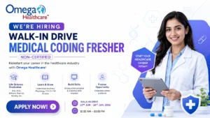 Omega Healthcare Walk-In Drive for Medical Coding Freshers in Chennai | Healthcare Careers Opportunity on June 22 to June 26, 2026