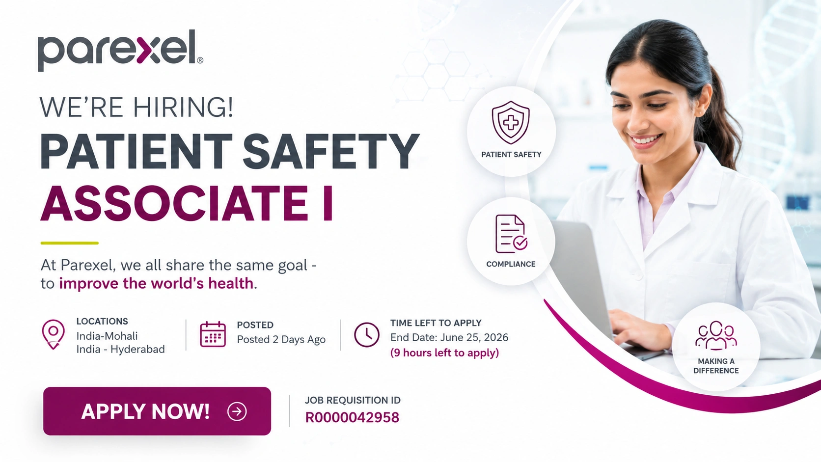 Parexel Hiring Patient Safety Associate I – Pharmacovigilance Jobs in India 2026