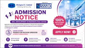B.Sc (BZC), B.Pharma, D.Pharma, ITI, Diploma/B.Tech in Mechanical, Mechatronics, Electronics, Chemical Engineering; B.Sc/M.Sc in Chemistry or Organic Chemistry
