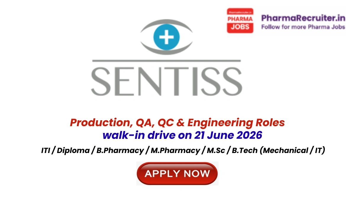 ITI / Diploma / B.Pharmacy / M.Pharmacy / M.Sc / B.Tech (Mechanical / IT)