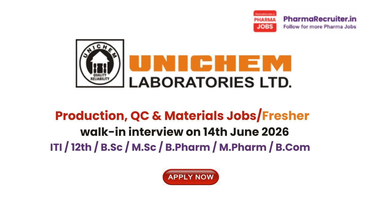 ITI / 12th / B.Sc / M.Sc / B.Pharm / M.Pharm / B.Com