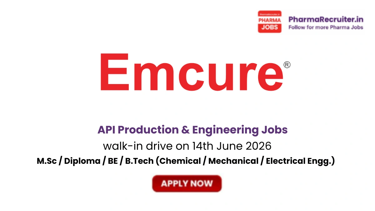 M.Sc / Diploma / BE / B.Tech (Chemical / Mechanical / Electrical Engg.)