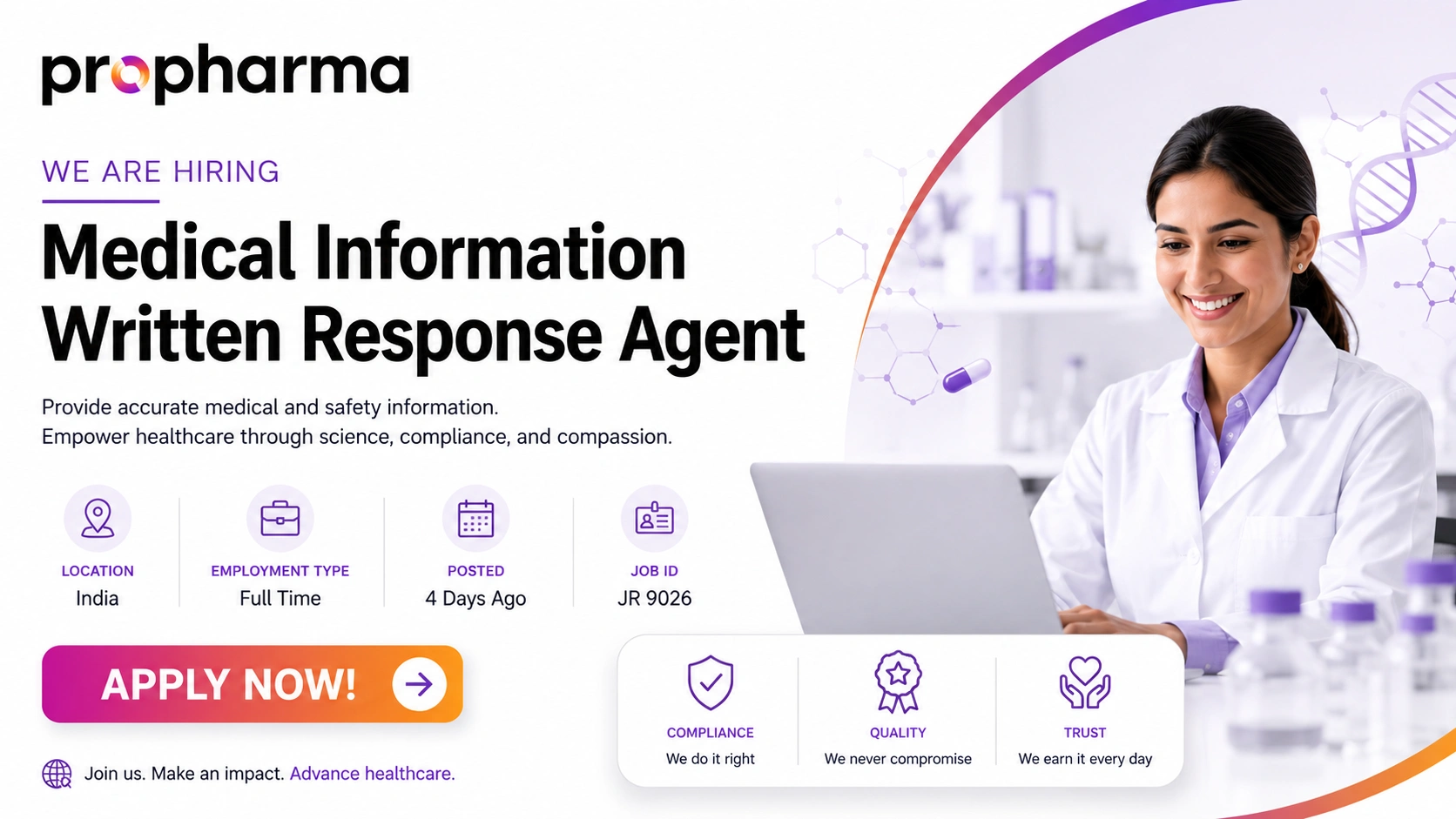 Medical Information Written Response Agent Job at ProPharma | Pharma Careers in India 2026