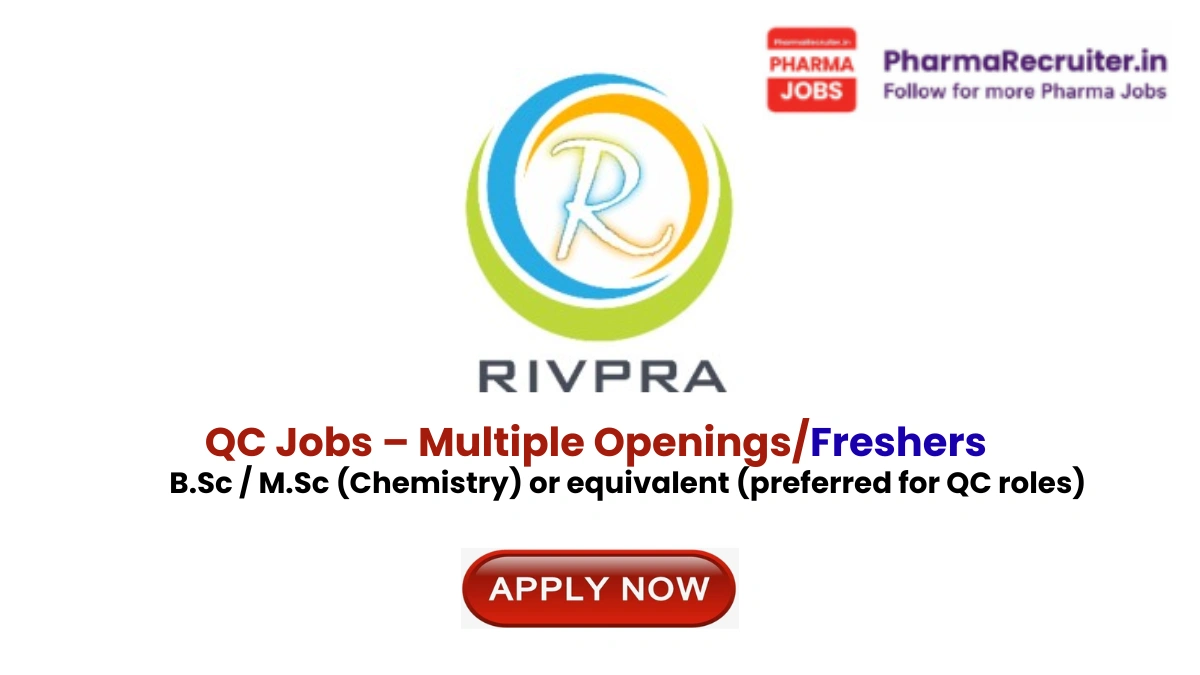 B.Sc / M.Sc (Chemistry) or equivalent (preferred for QC roles)