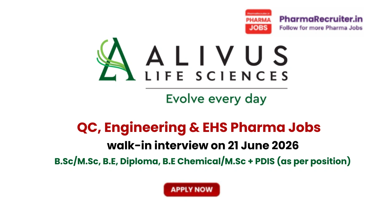 B.Sc/M.Sc, B.E, Diploma, B.E Chemical/M.Sc + PDIS (as per position)