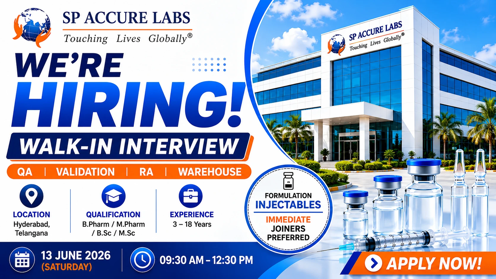 B.Pharm / M.Pharm / B.Sc / M.Sc