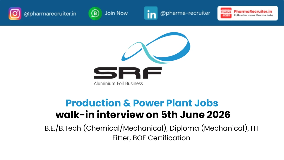 B.E./B.Tech (Chemical/Mechanical), Diploma (Mechanical), ITI Fitter, BOE Certification