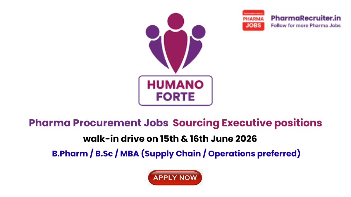 B.Pharm / B.Sc / MBA (Supply Chain / Operations preferred)