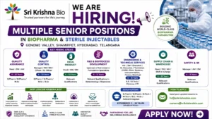B.Pharm / M.Pharm / B.Tech / M.Tech / B.E / M.Sc / Relevant degrees