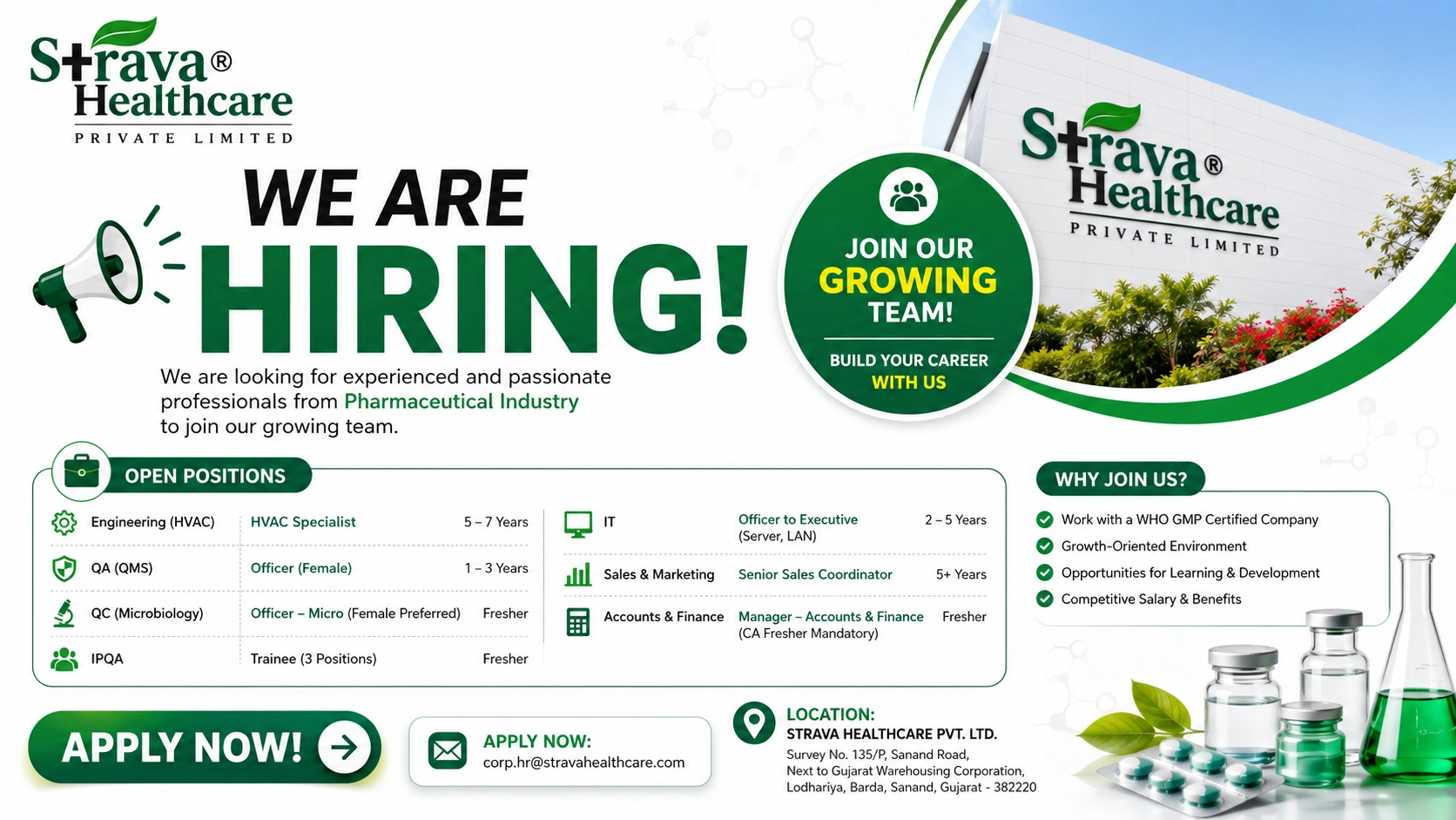 Relevant qualifications including CA for Accounts role; technical/ITI/engineering backgrounds preferred for specialized positions (specific degrees not detailed for all roles)