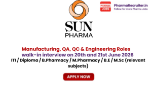 ITI / Diploma / B.Pharmacy / M.Pharmacy / B.E / M.Sc (relevant subjects)