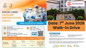 Sun Pharma Walk-in Interview on 7th June 2026 – Production