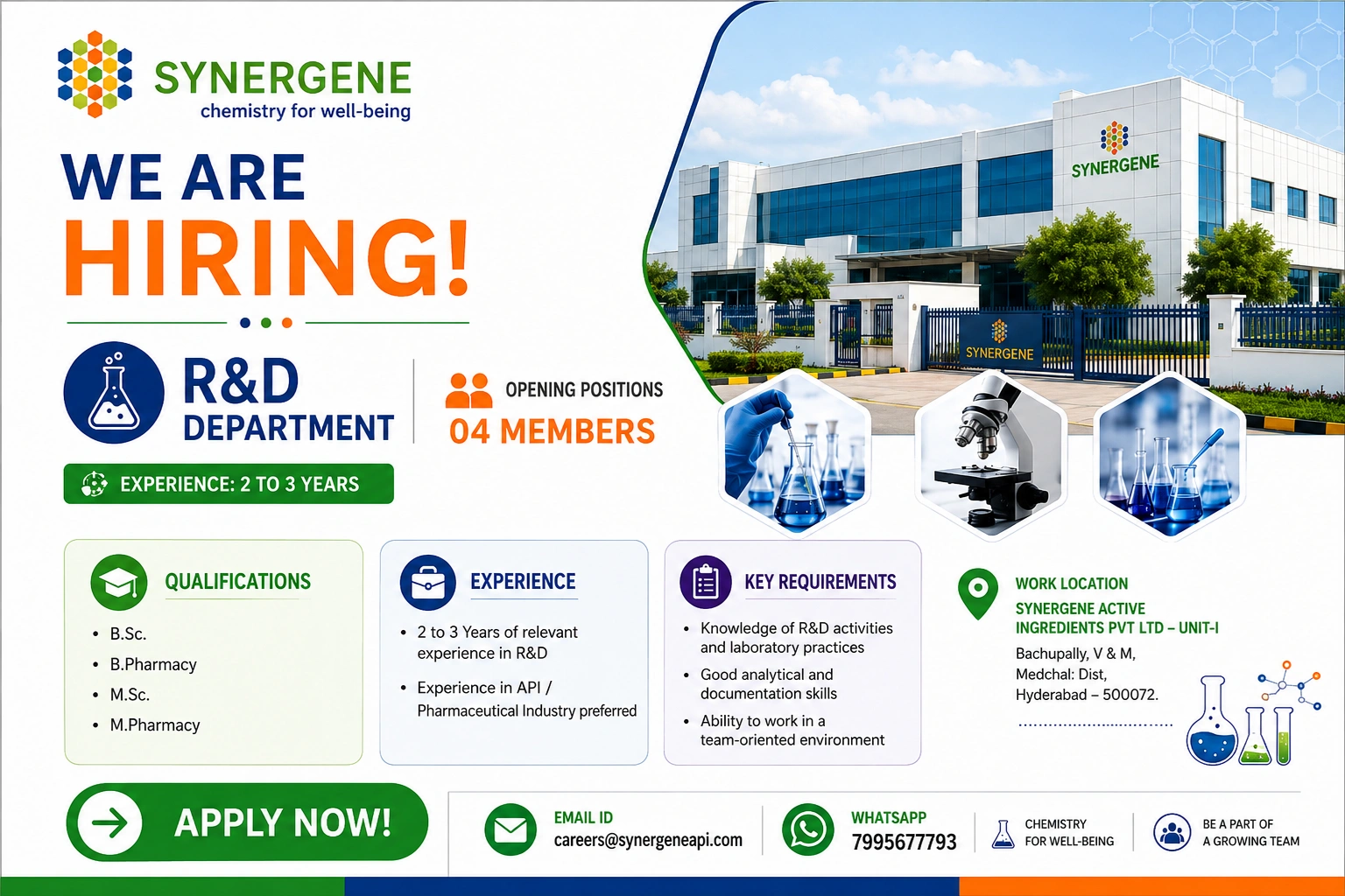 B.Sc / B.Pharmacy / M.Sc / M.Pharmacy